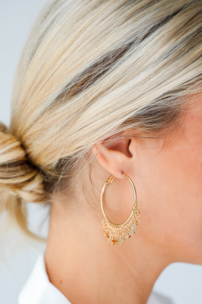 Maddy Gold Star Charm Hoop Earrings