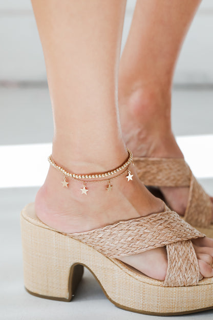 Gold Star Charm Anklet