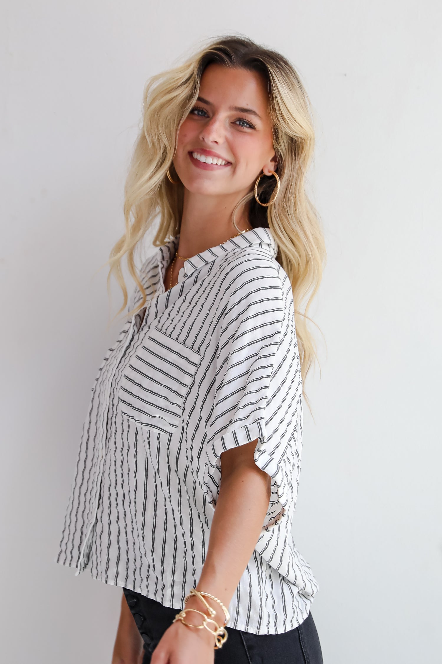 Ultra Darling White Striped Blouse