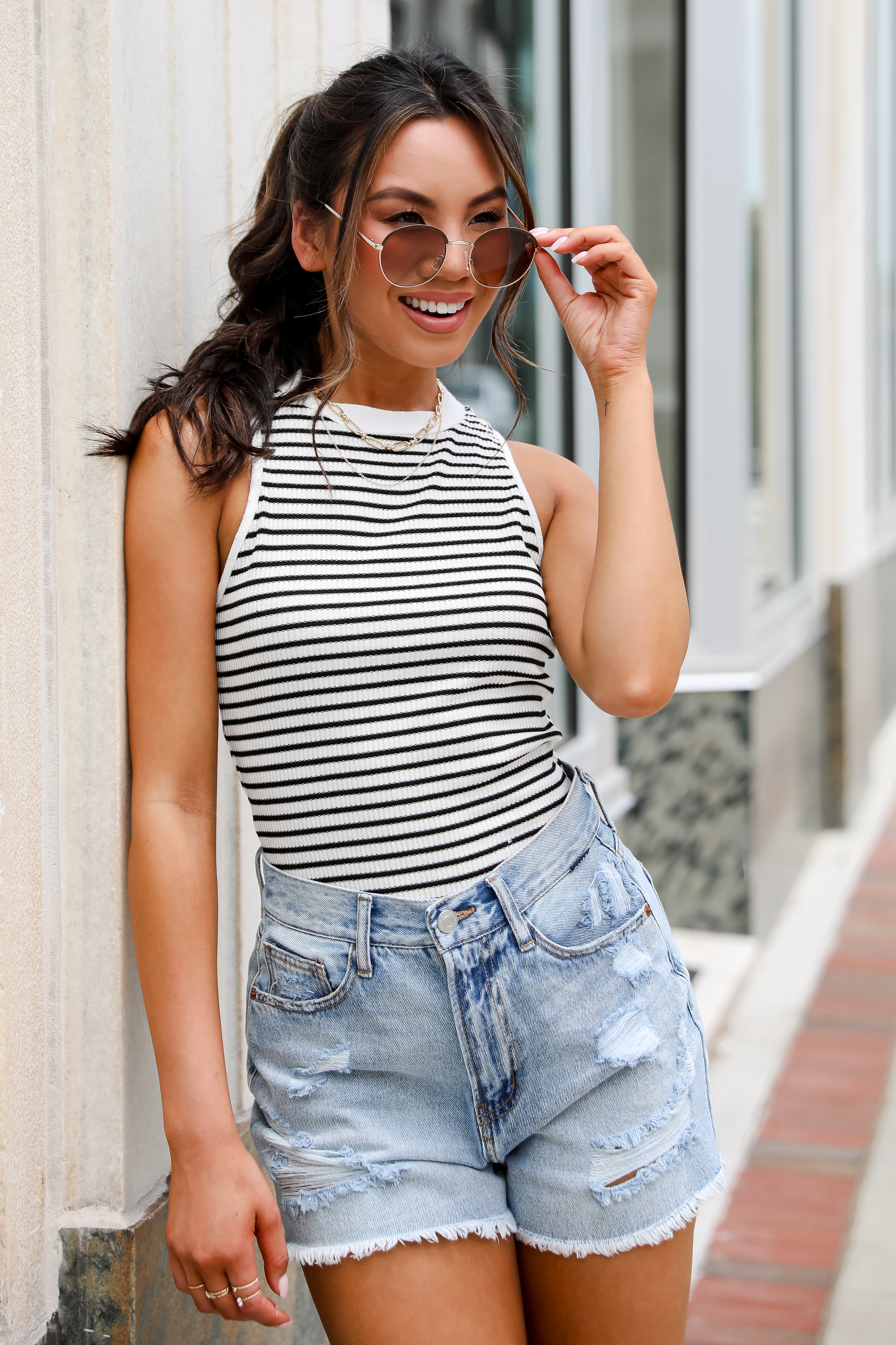 Blake Striped High Neck Tank