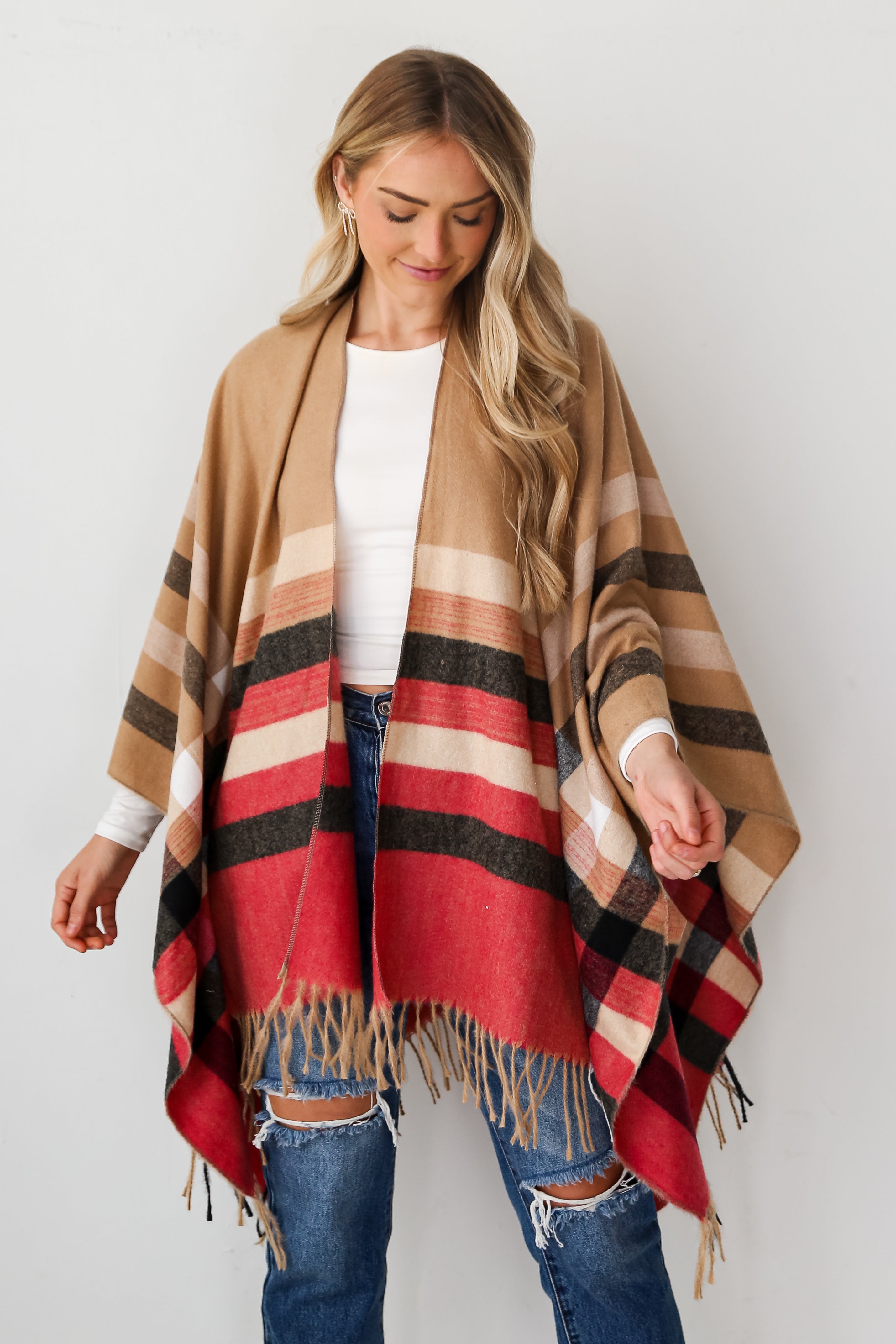 plaid poncho