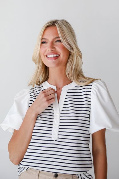 white striped blouse