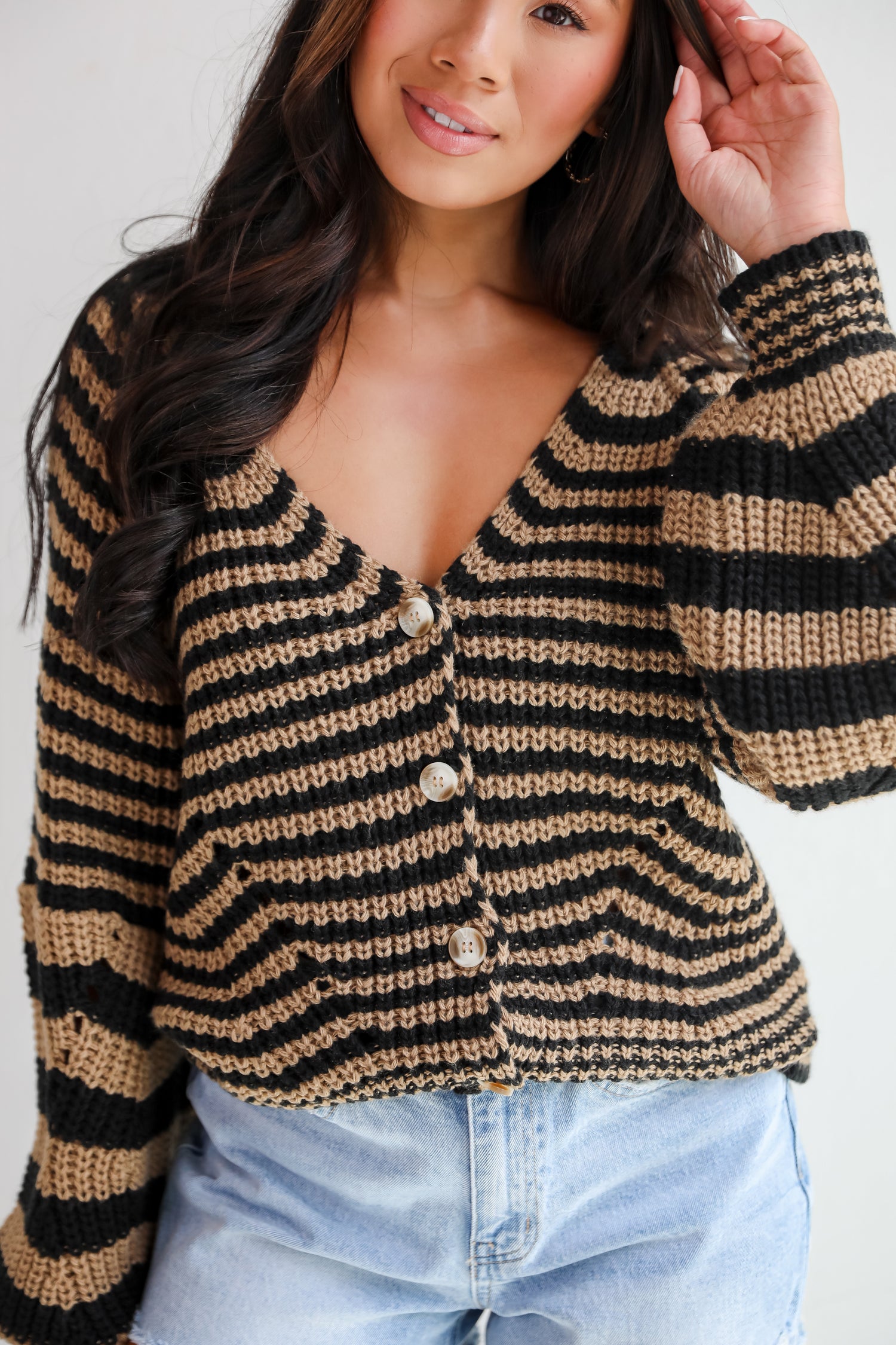 Snuggly Weather Striped Sweater Cardigan