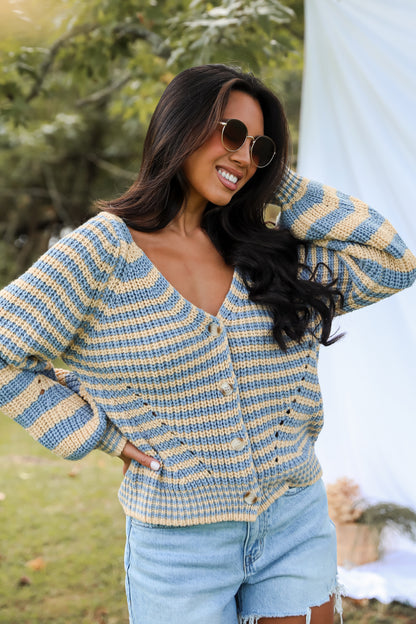 Snuggly Weather Striped Sweater Cardigan