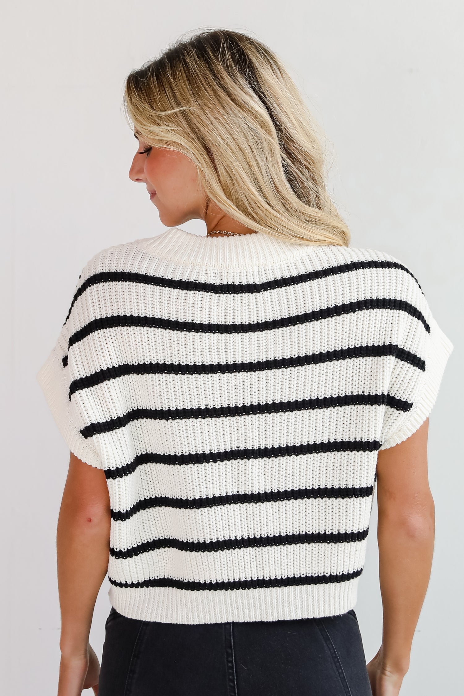 Covetable Simplicity Cream Striped Sweater Top