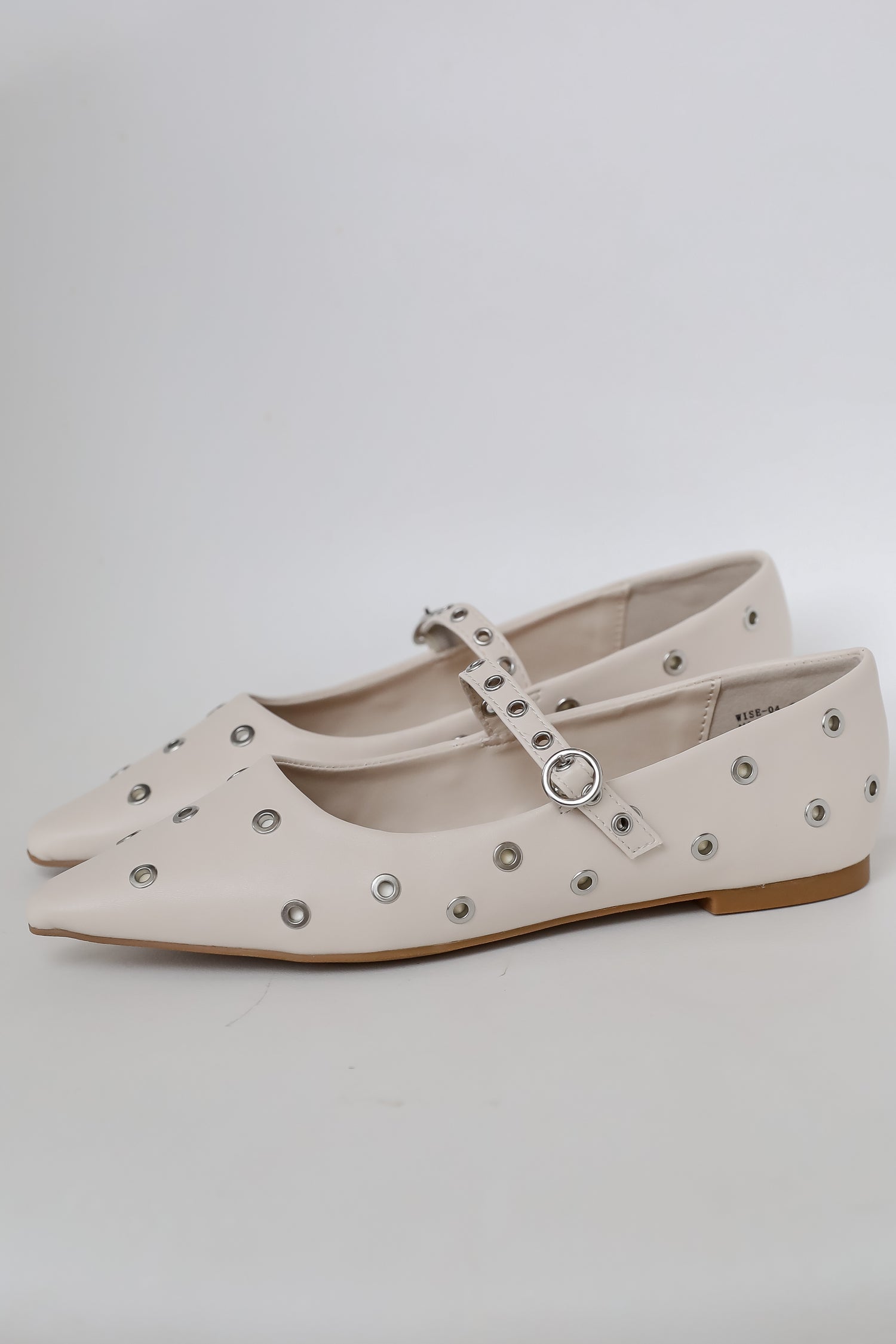 Stay On Point Ivory Studded Flats