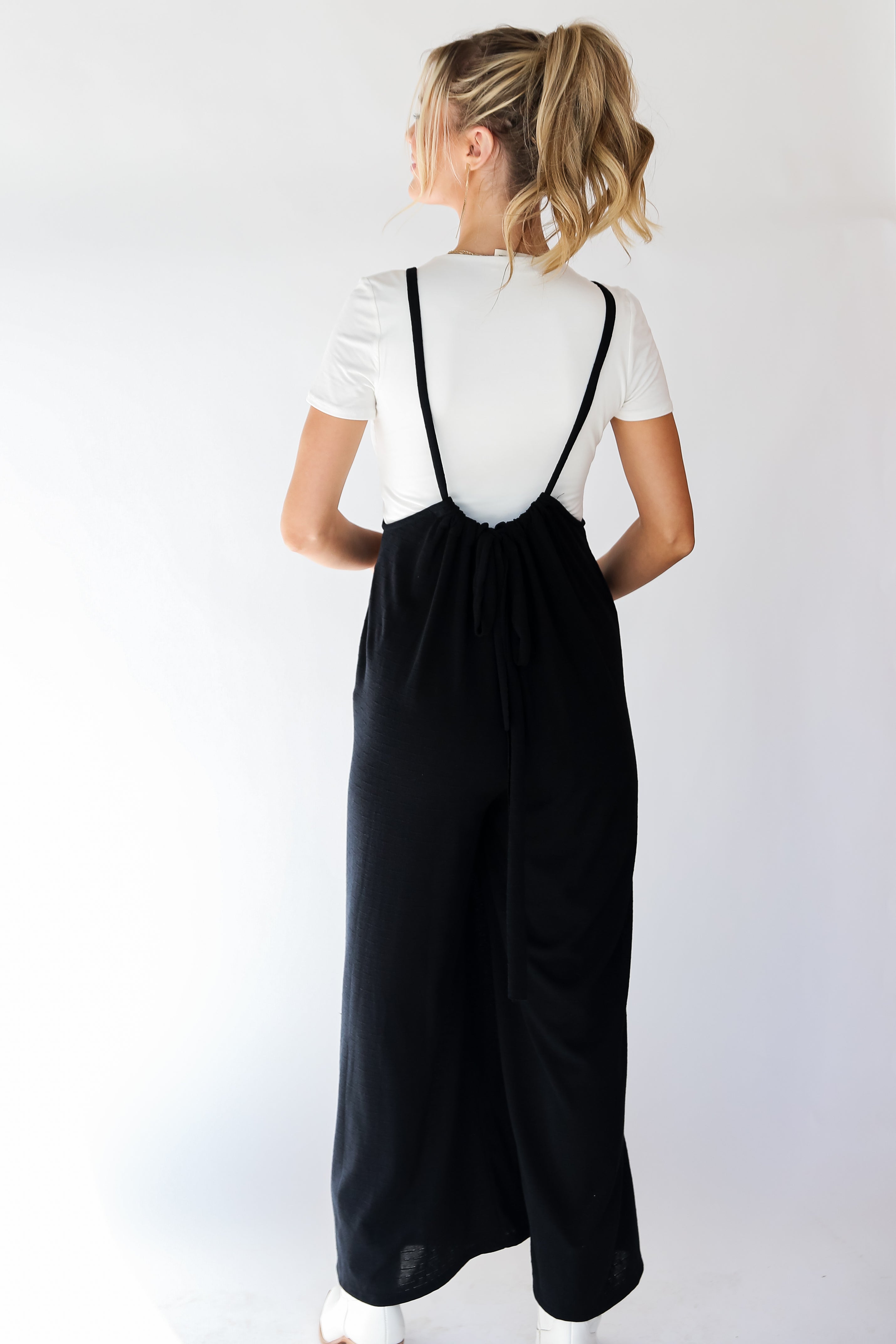 black Suspender Jumpsuit back view