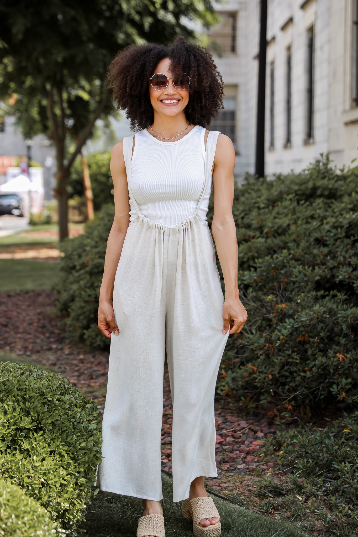 cute Linen Suspender Jumpsuit