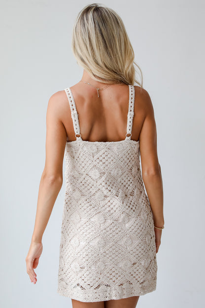 Perfect Destiny Natural Crochet Knit Mini Dress