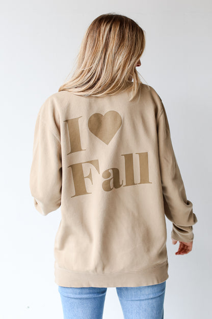 Tan I Love Fall Pullover back view