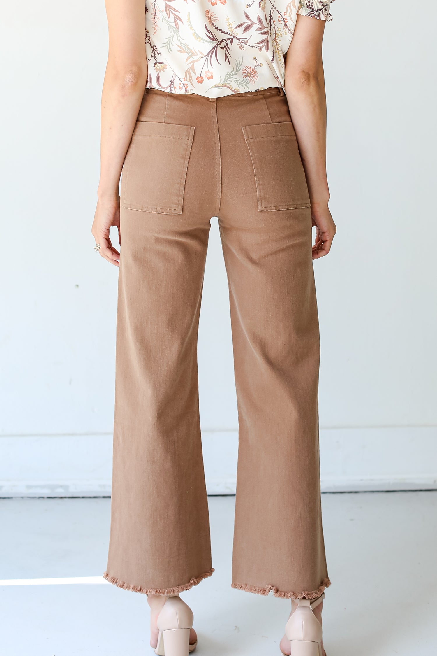 tan Wide Leg Jeans back view