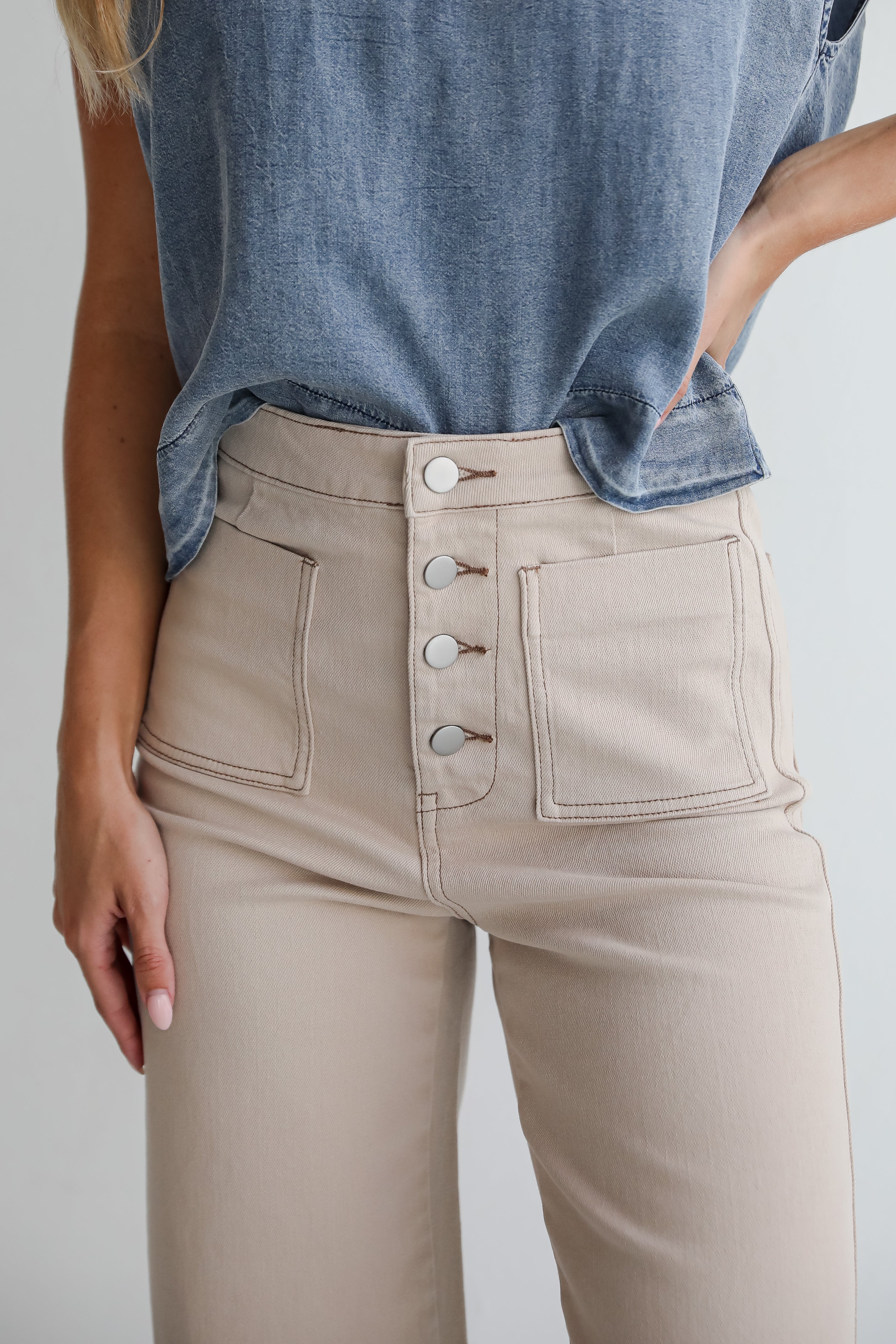 Perfected Aesthetic Tan Wide Leg Jeans