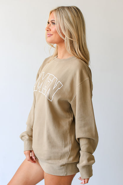 Tan Amen Pullover side view