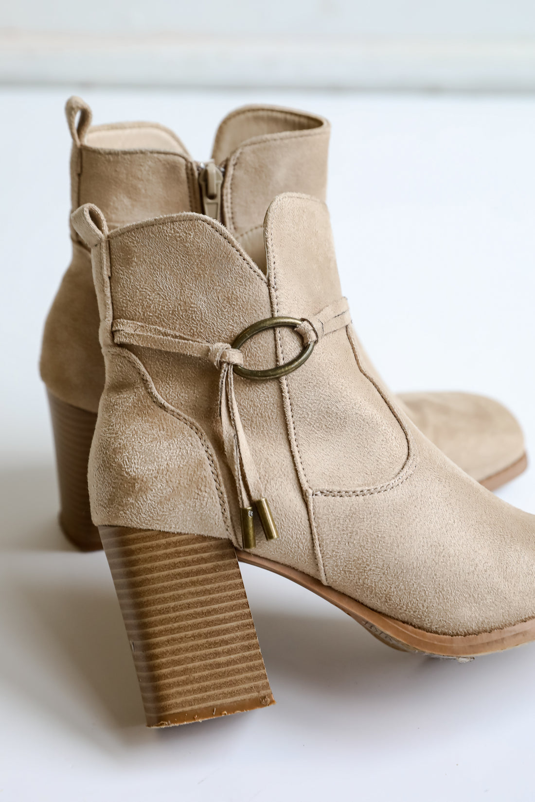 In Your Sights Tan Suede Booties