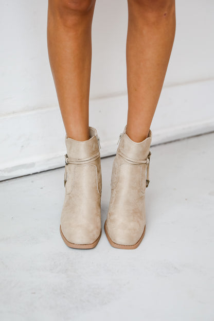 In Your Sights Tan Suede Booties