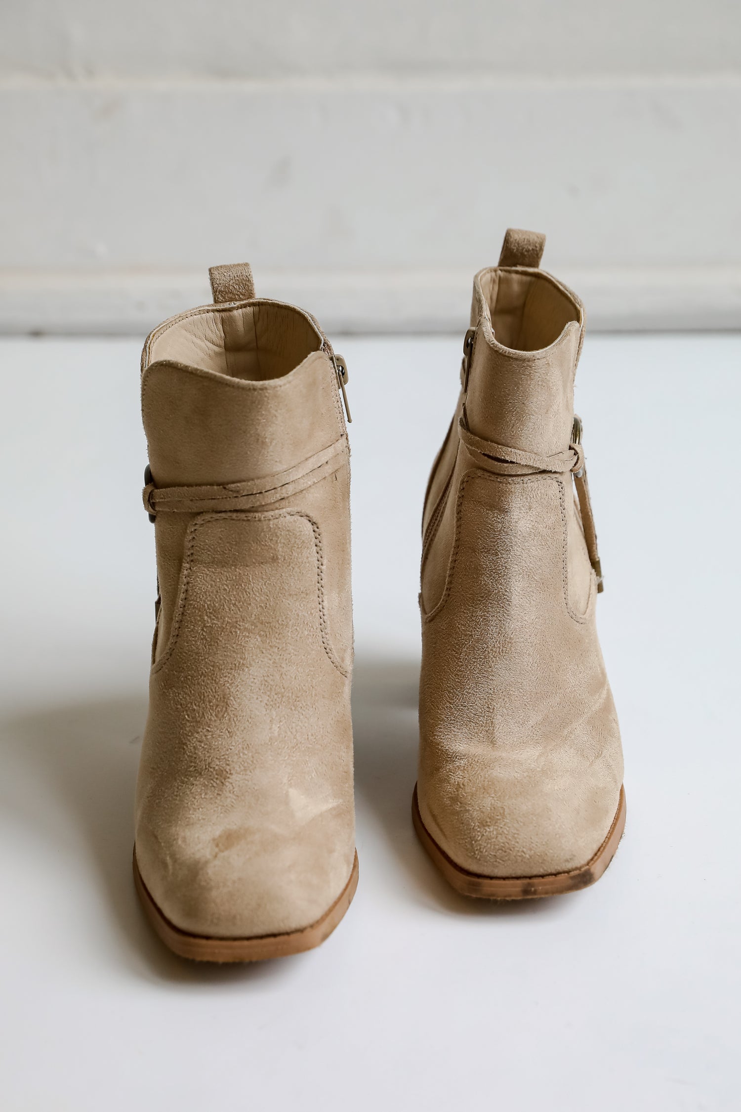 In Your Sights Tan Suede Booties