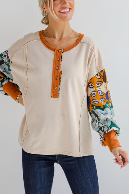 Composed Concept Taupe Contrast Top