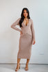 Intriguing Demeanor Taupe Criss-Cross Sweater Midi Dress