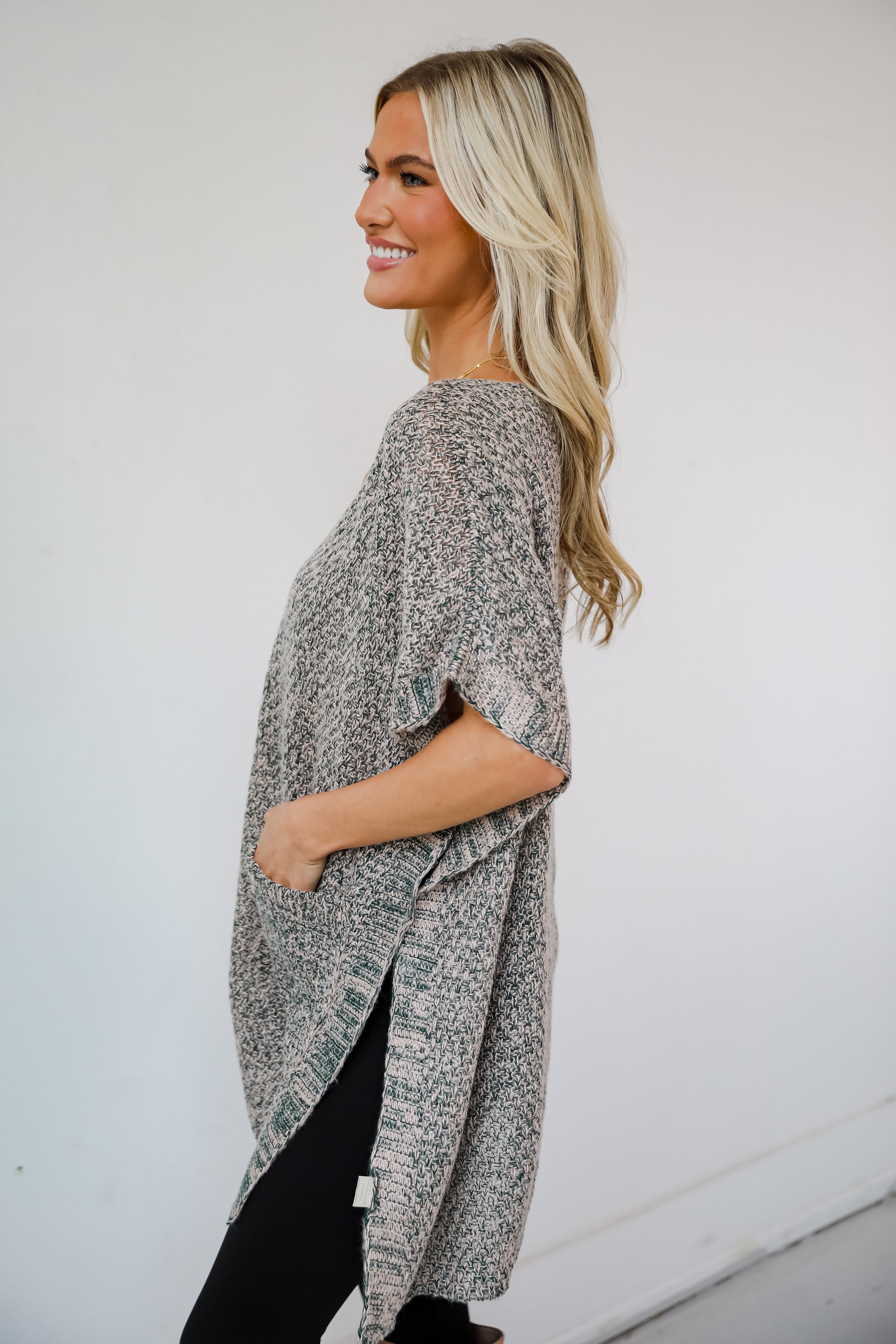 Perfectly Toasty Taupe Knit Poncho