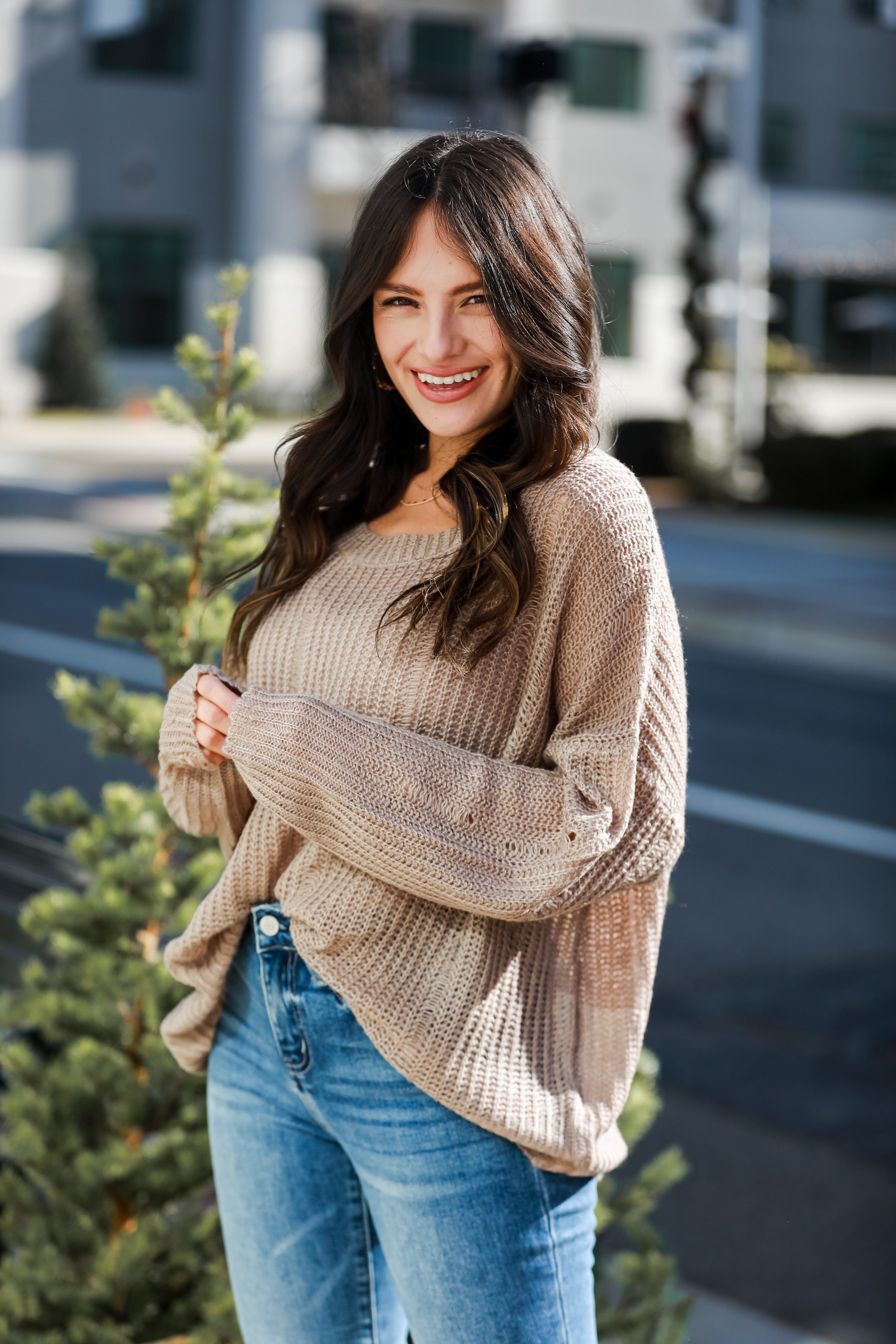 lightweight Taupe Oversized Sweater