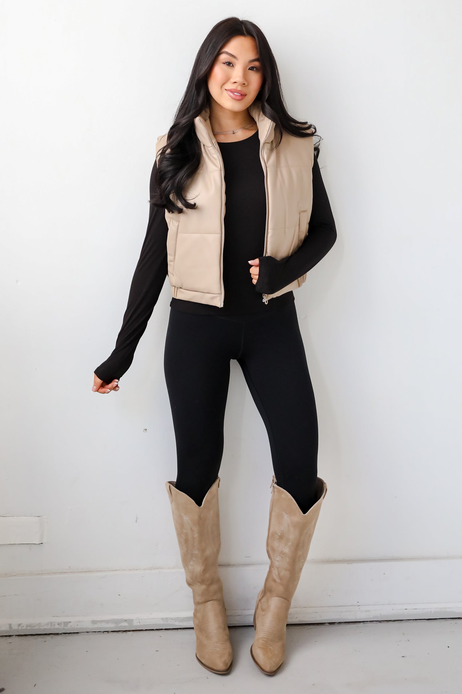 Seriously Chic Leather Puffer Vest