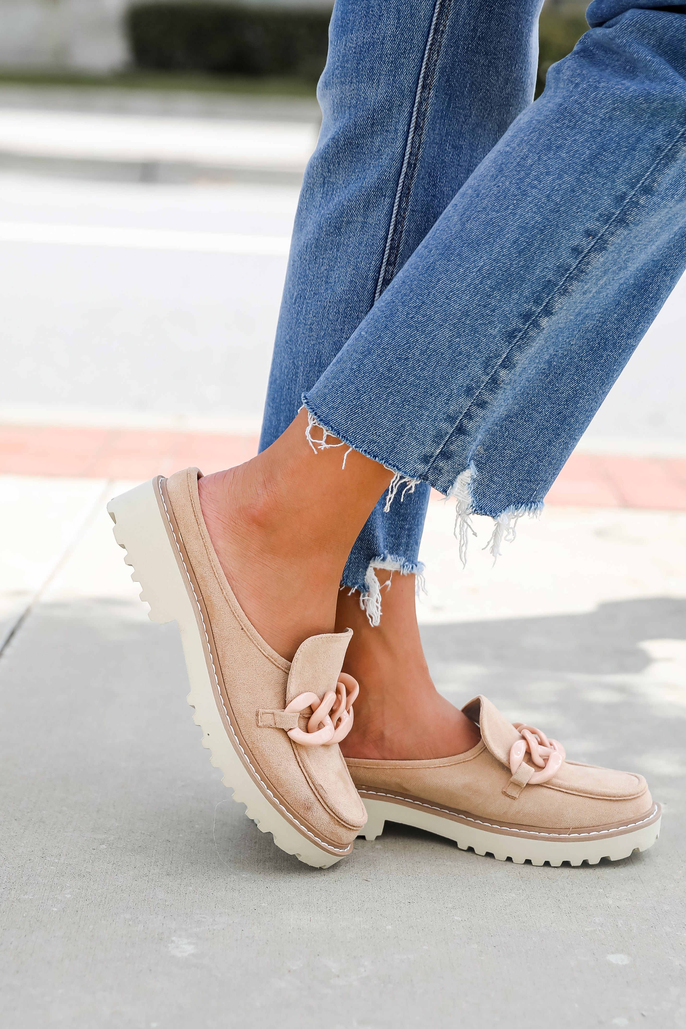 Chasing Perfection Taupe Slide-On Platform Loafers