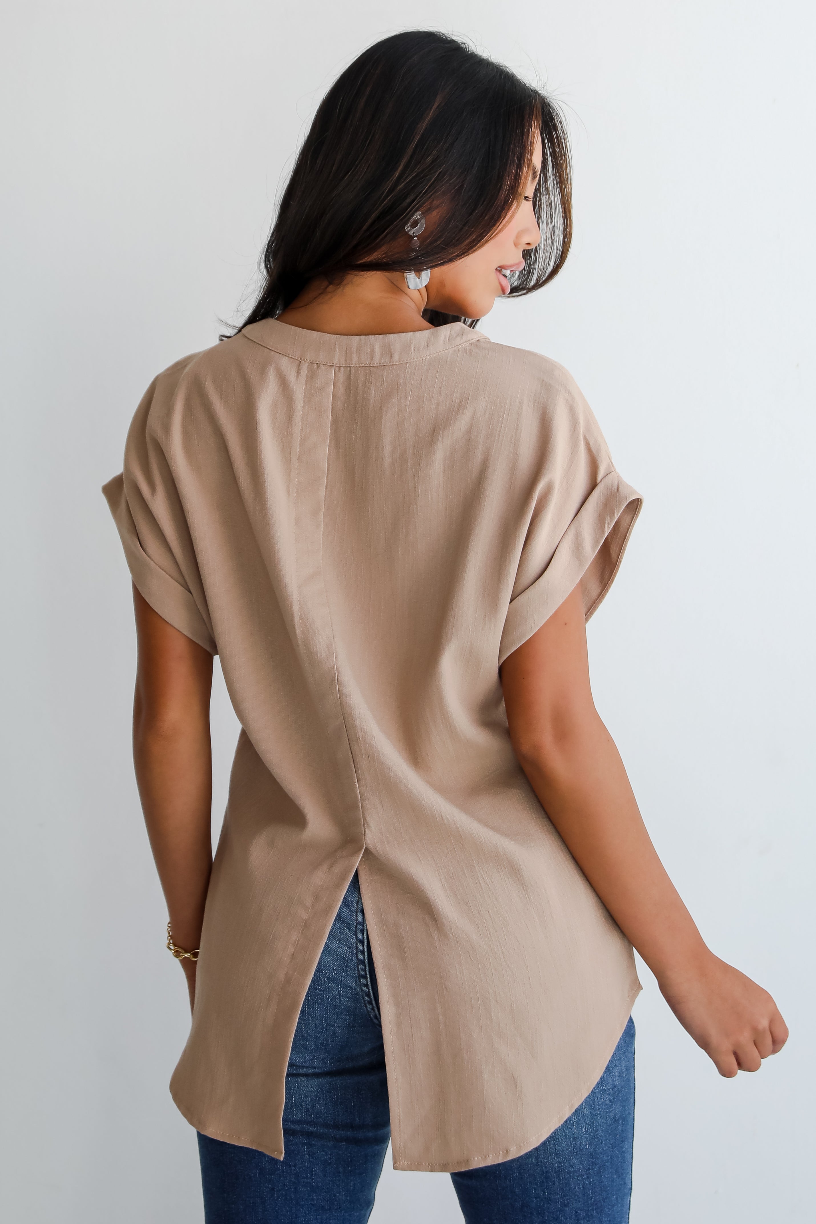 Stylish Composure Camel Blouse