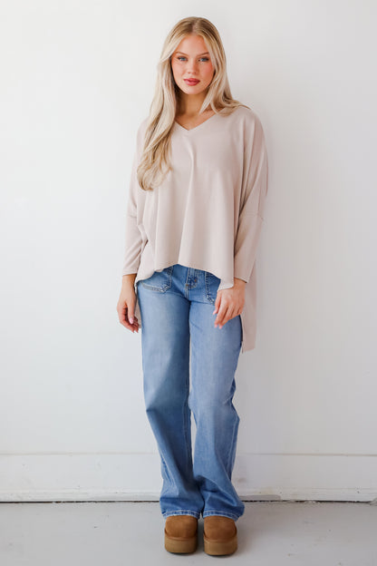 Real Relaxation Taupe Oversized Top