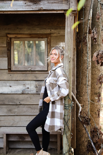 Cozy Perception Taupe Plaid Shacket