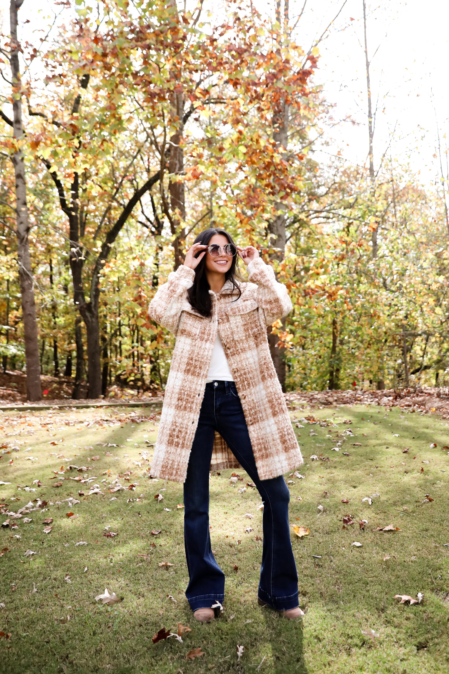 Modern Coziness Taupe Plaid Teddy Jacket