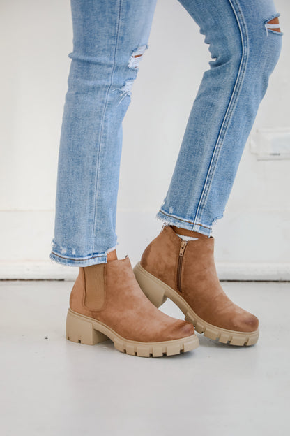 Walk It Out Taupe Platform Booties