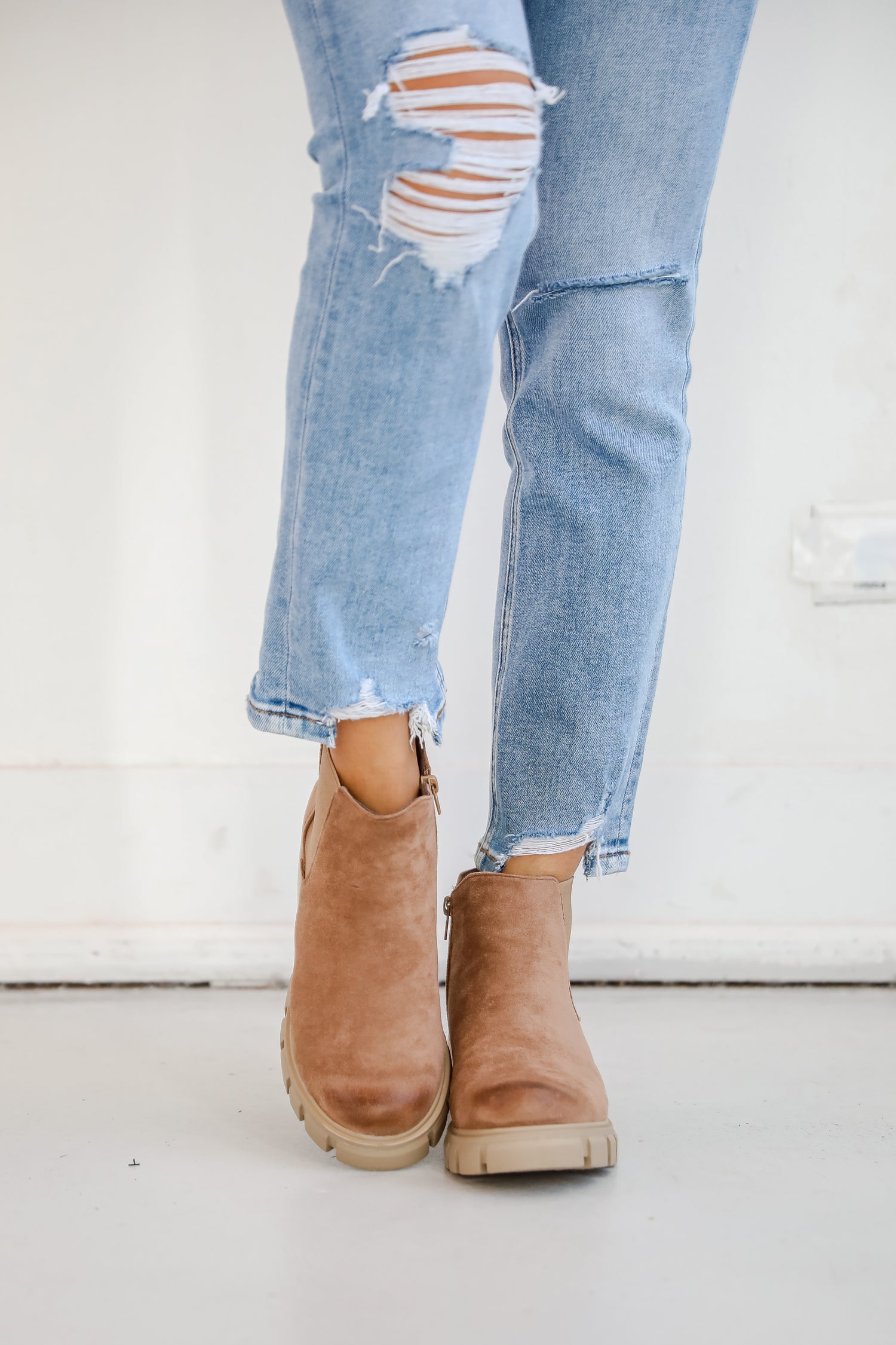 Walk It Out Taupe Platform Booties