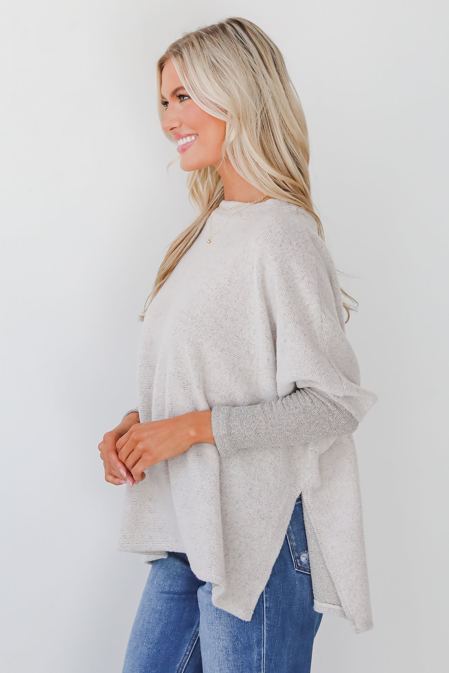 Cozy Weekends Taupe Soft Knit Top