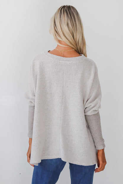 Cozy Weekends Taupe Soft Knit Top