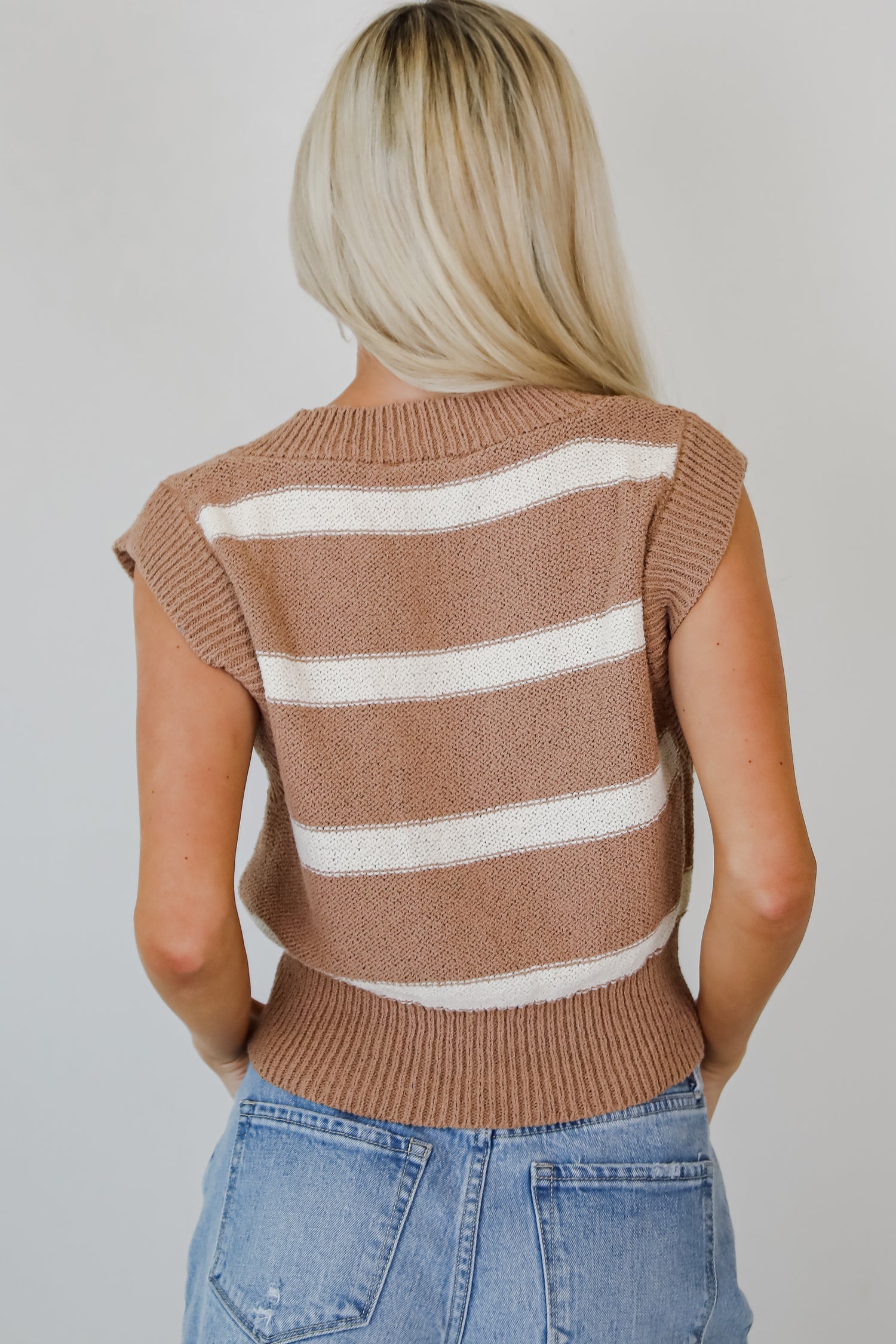 Sophisticated Staple Taupe Striped Sweater Vest