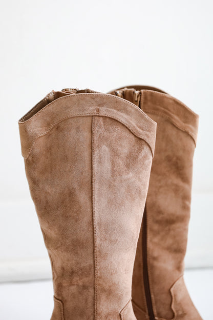 Rodeo Cutie Taupe Suede Western Boots