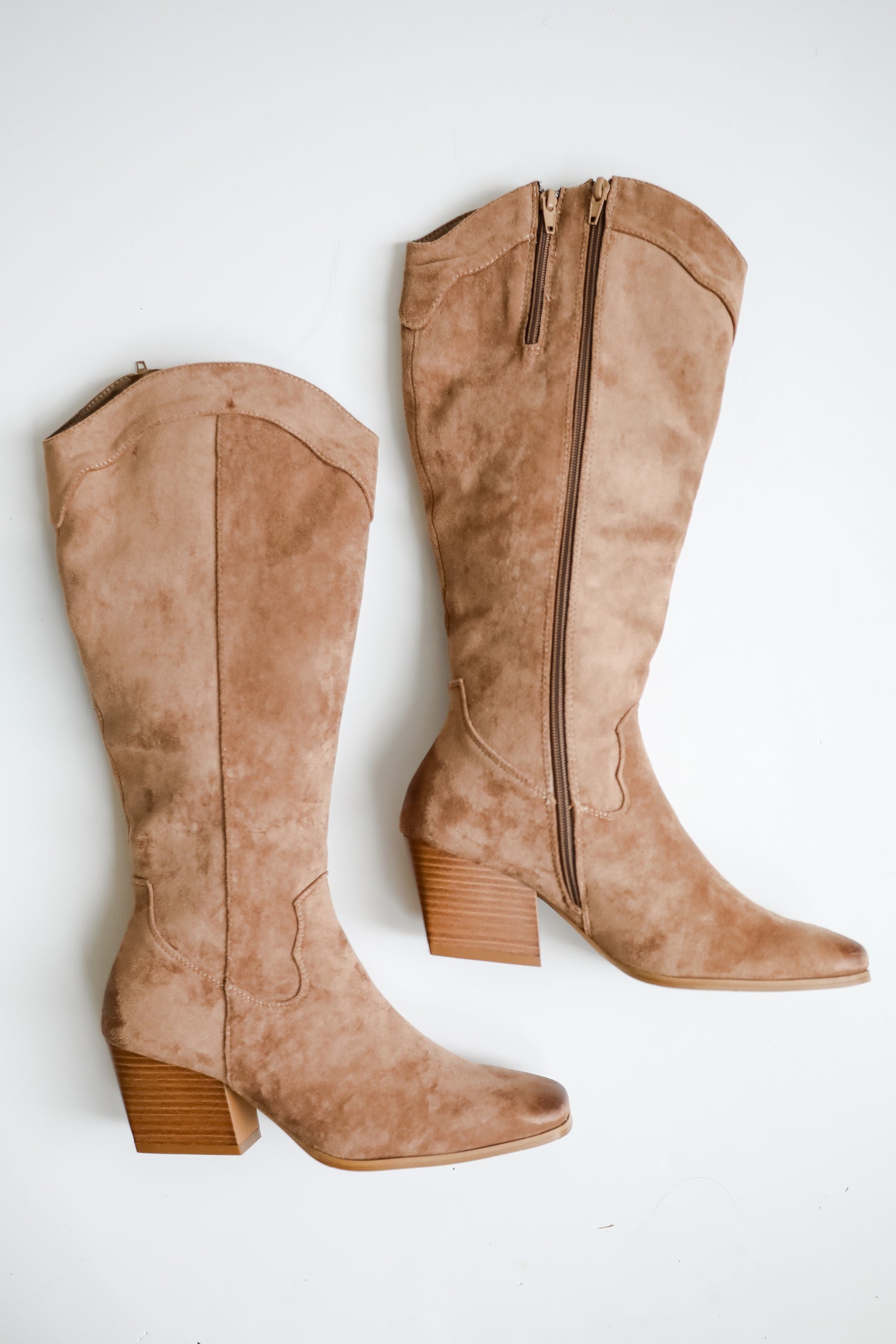 Rodeo Cutie Taupe Suede Western Boots