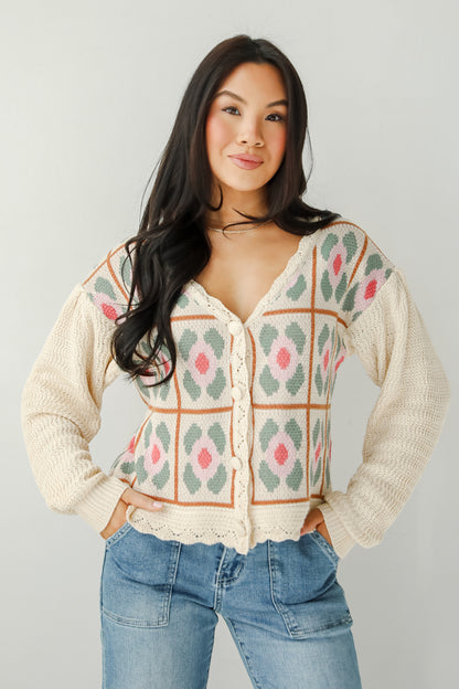 Ultimate Sweetness Ivory Floral Sweater Cardigan