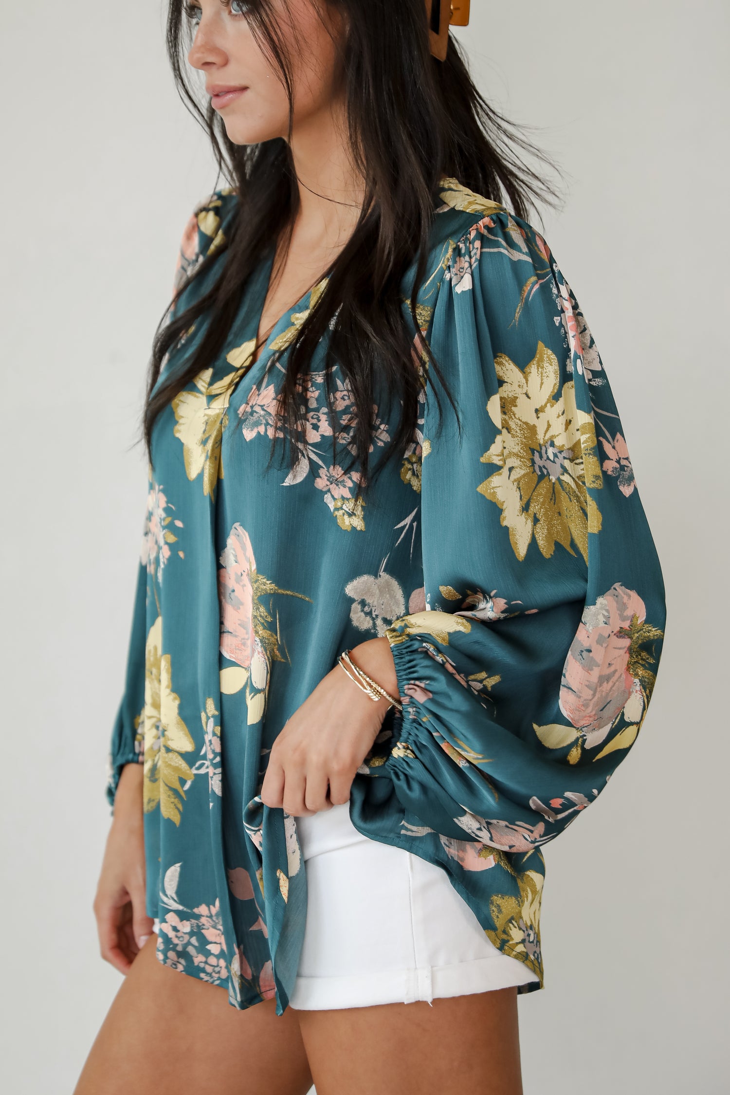 Easy On The Eyes Teal Floral Blouse