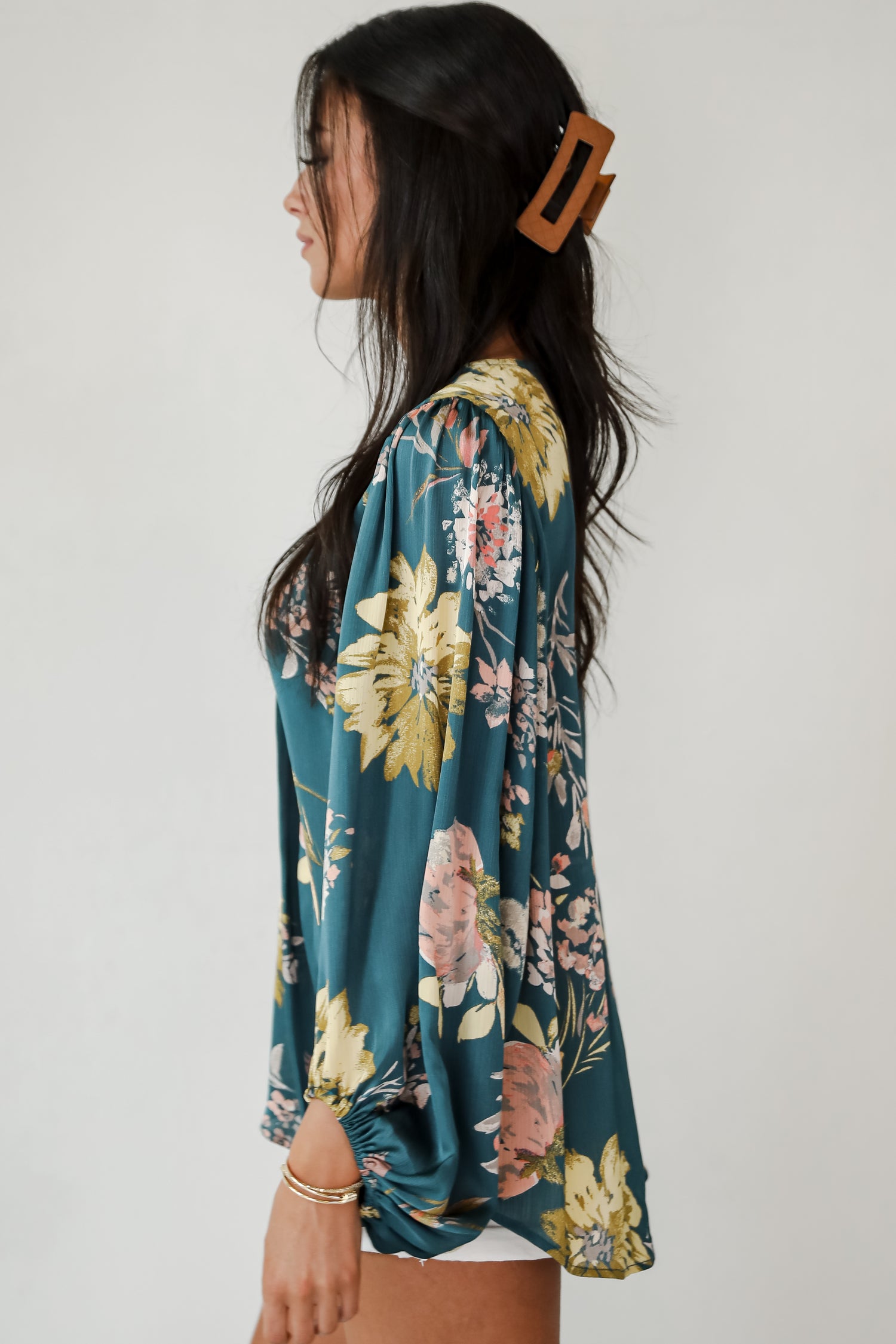 Easy On The Eyes Teal Floral Blouse