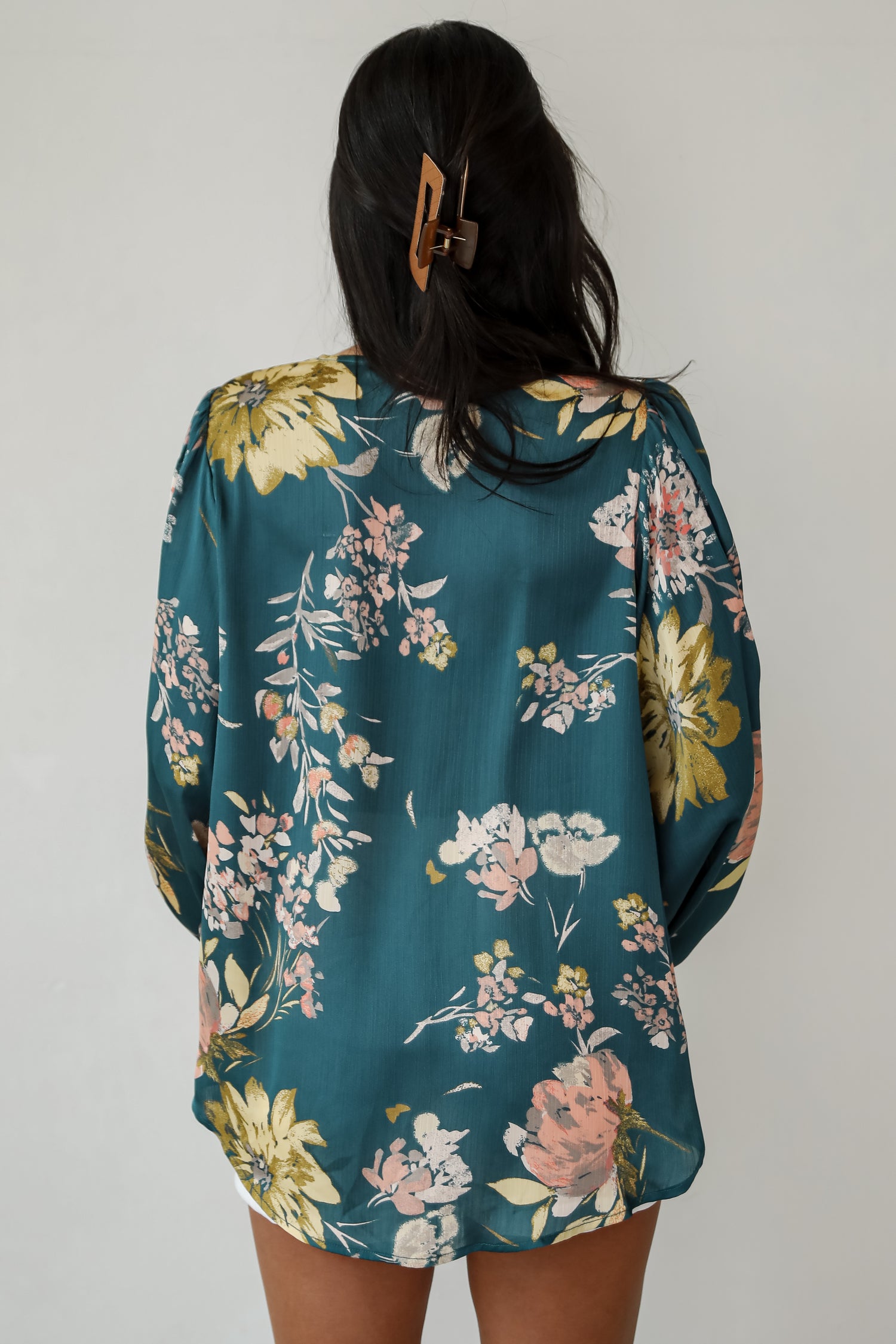 Easy On The Eyes Teal Floral Blouse