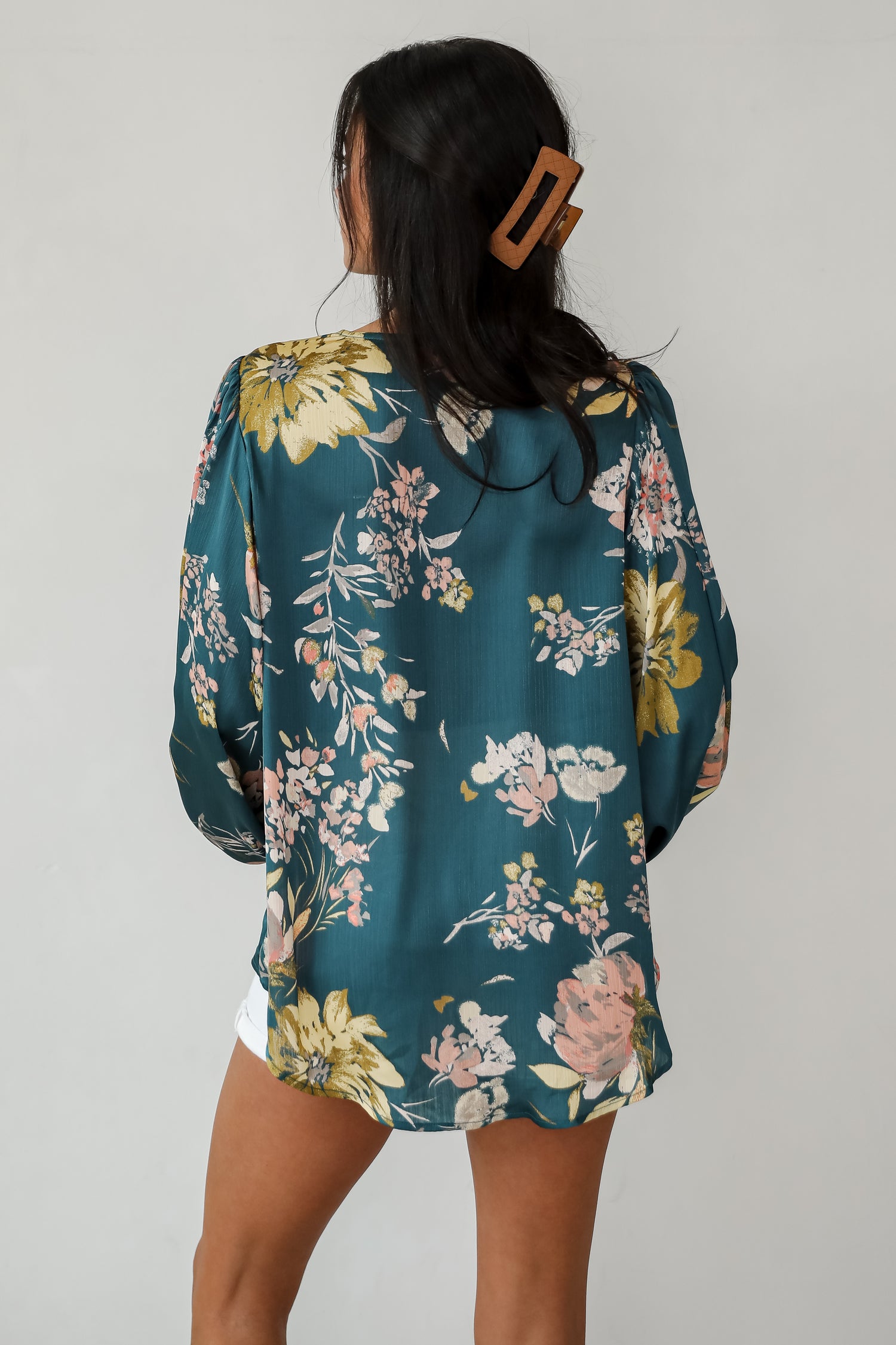 Easy On The Eyes Teal Floral Blouse