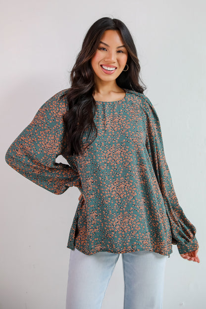 Sensational Attitude Teal Floral Blouse