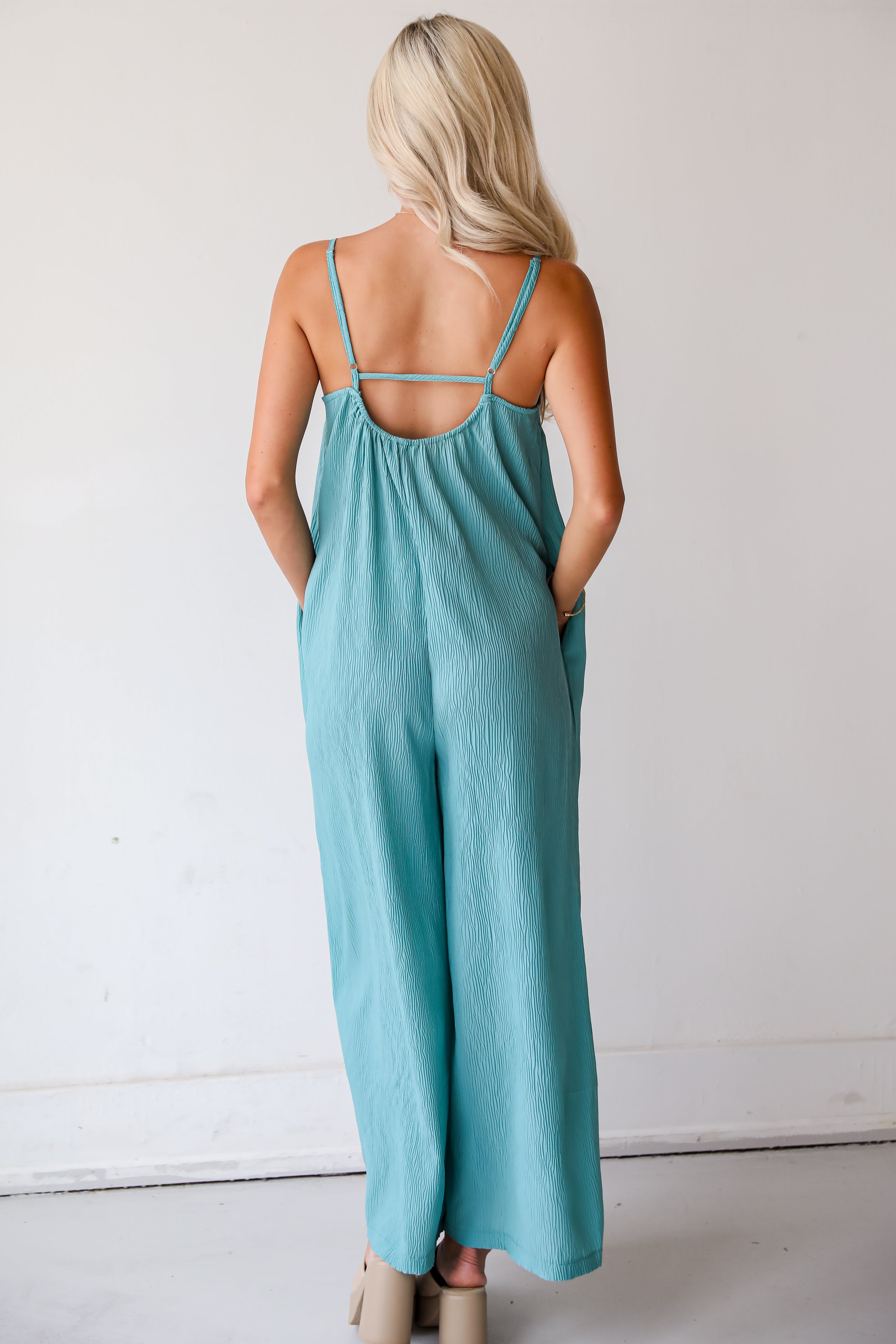 Sunny Energy Teal Wide Leg Jumpsuit