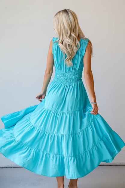 Beautiful Perception Blue Tiered Maxi Dress