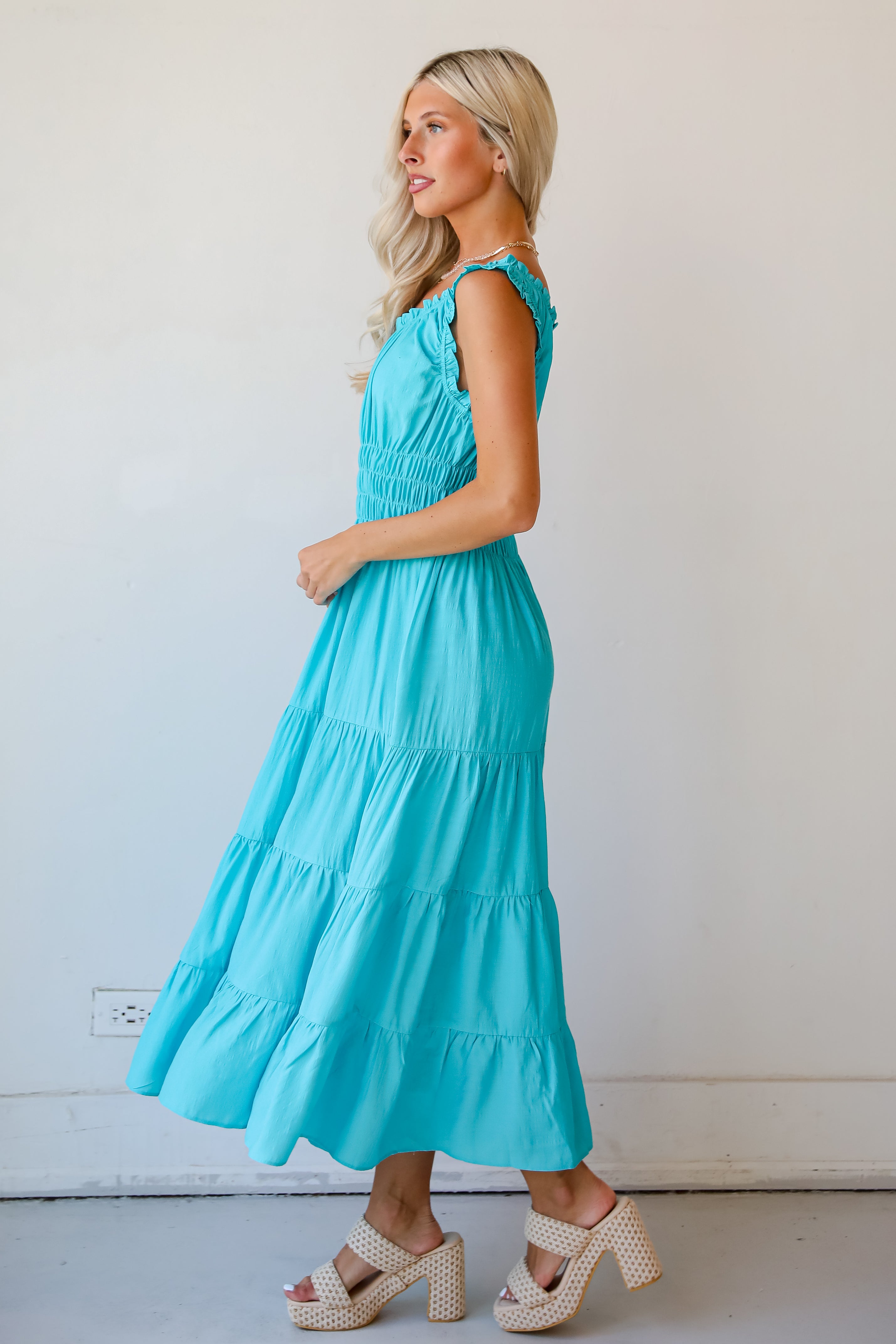 Beautiful Perception Blue Tiered Maxi Dress