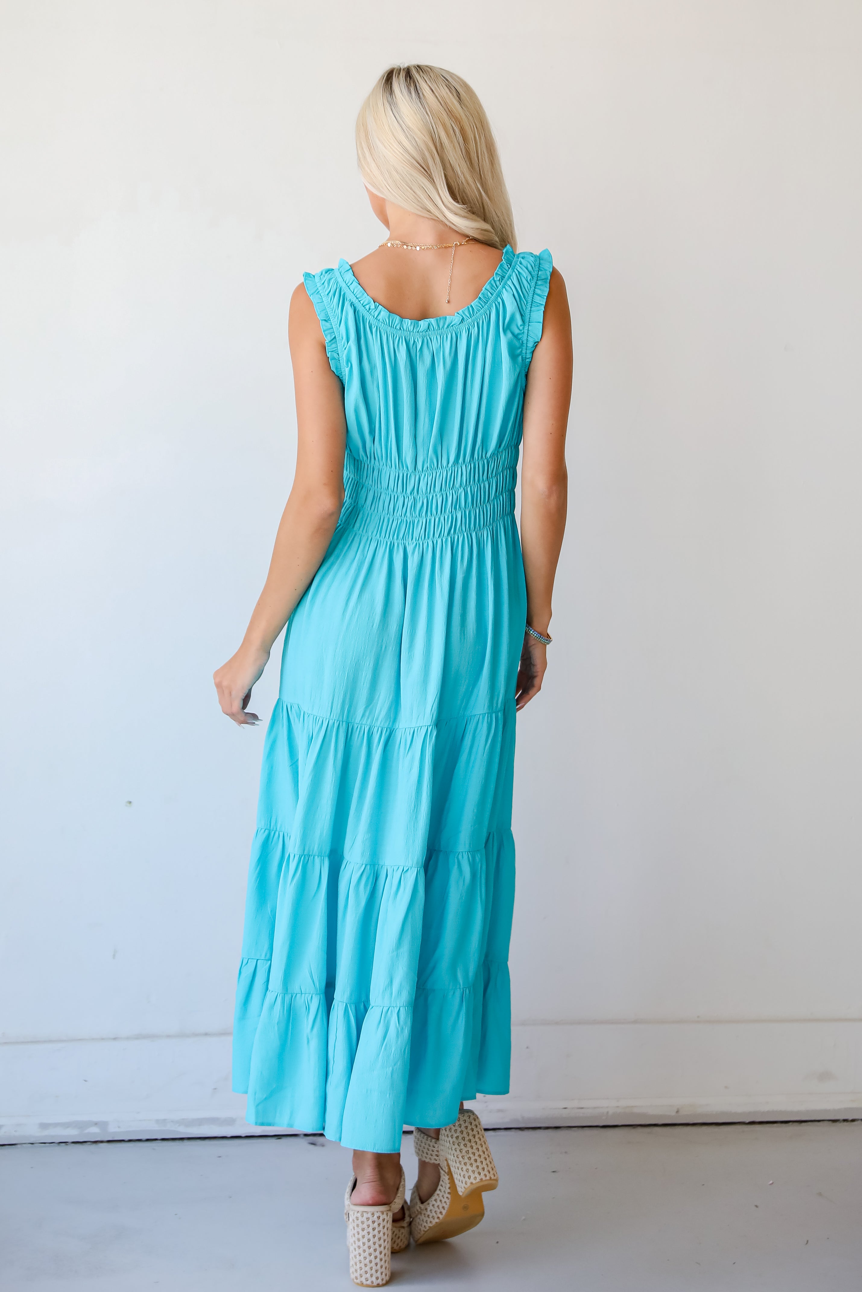 Beautiful Perception Blue Tiered Maxi Dress