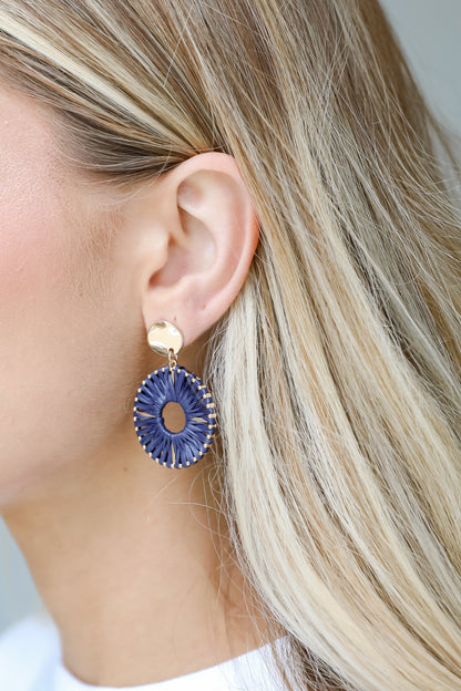 navy blue Straw Statement Earrings