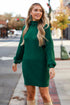 green Turtleneck Mini Sweater Dress