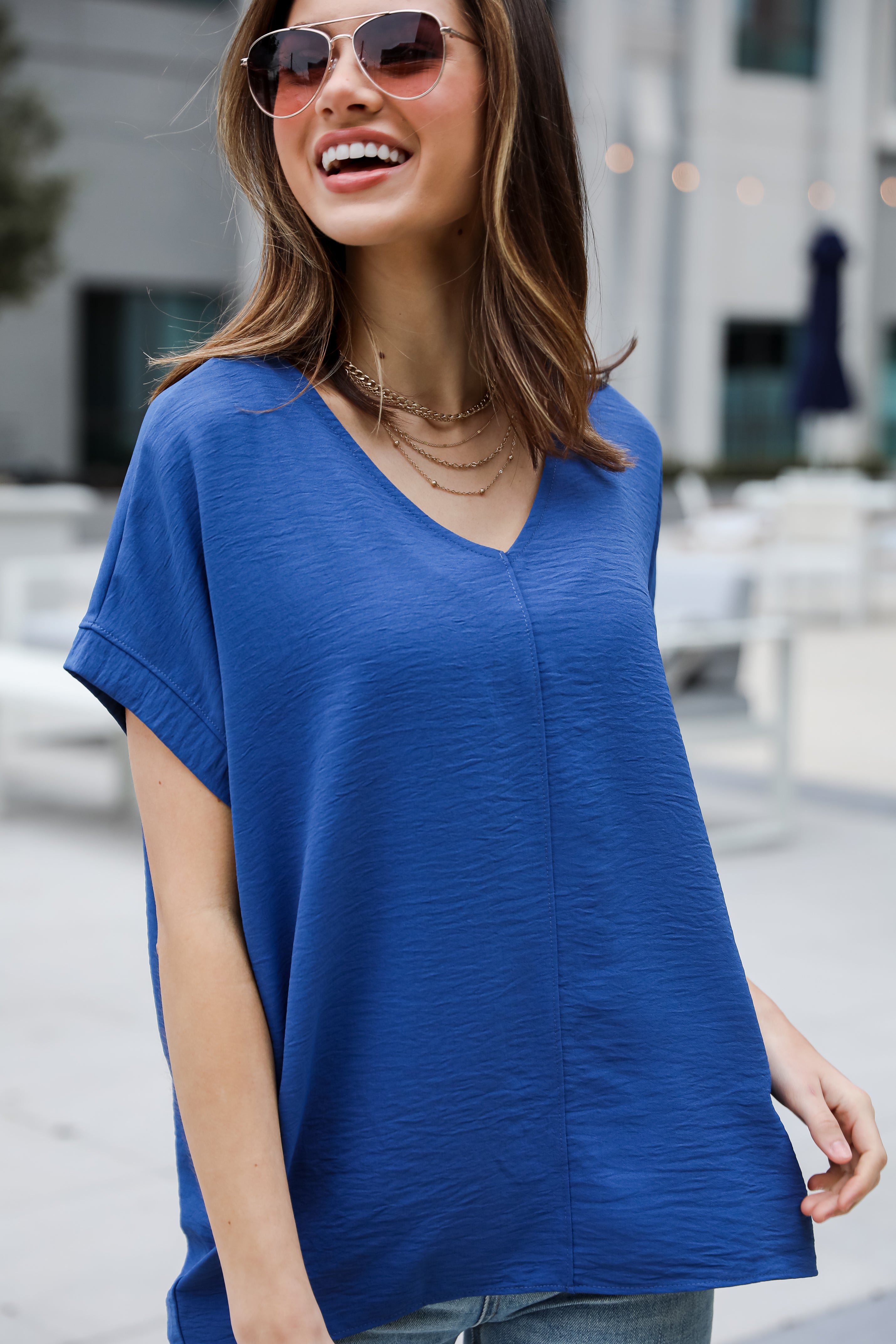 navy Oversized Blouse for women